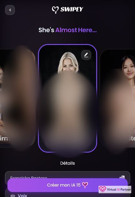 Resumen de la creación de una novia virtual en Swipey AI