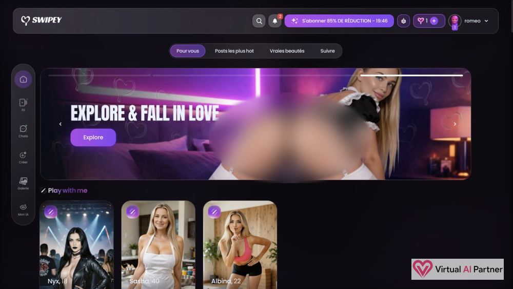 Interfaz de inicio de Swipey AI con la cuenta de prueba de Alejandro