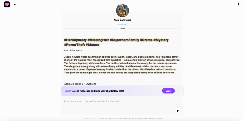 CrushOn AI chat log in