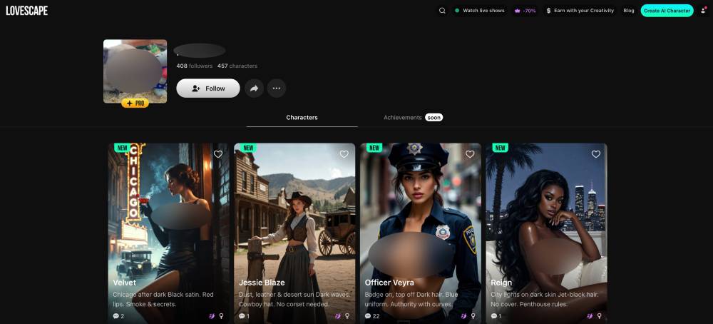 lovescape AI top creator (1)