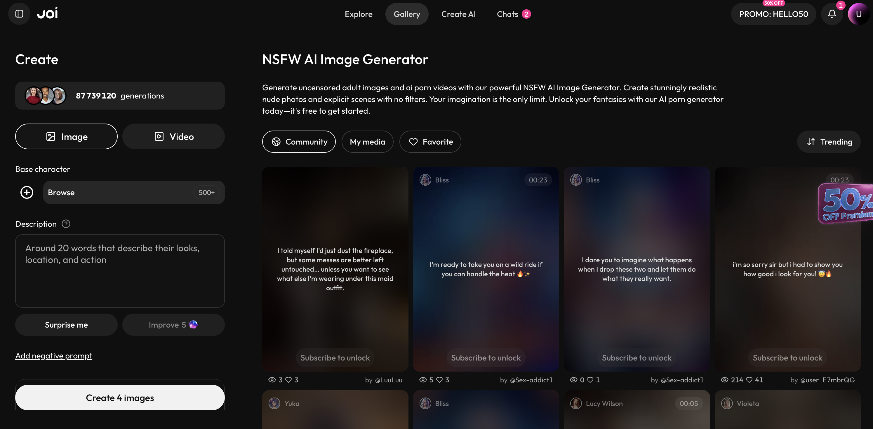 Joi AI image and video generator