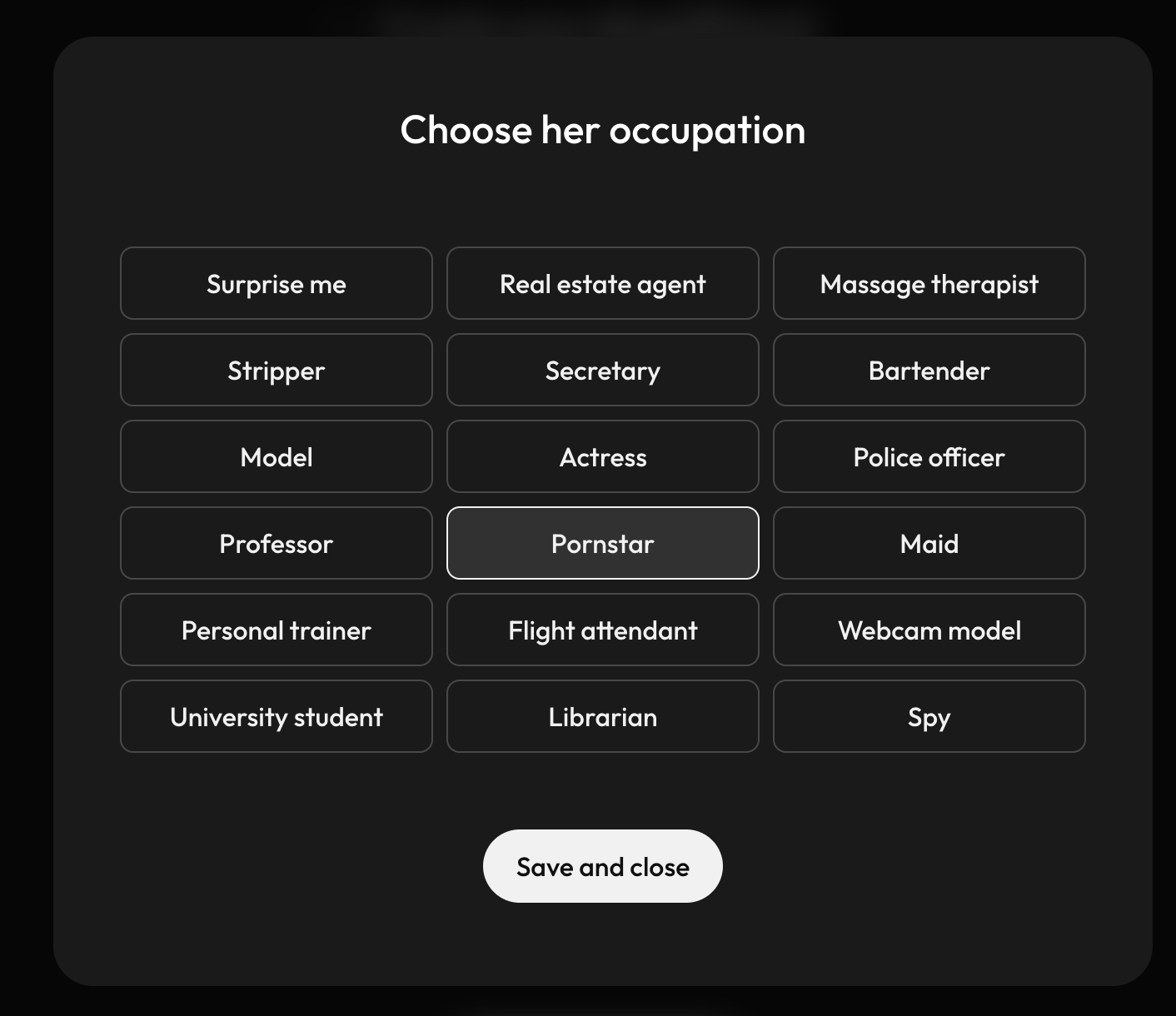 Joi AI occupation customization
