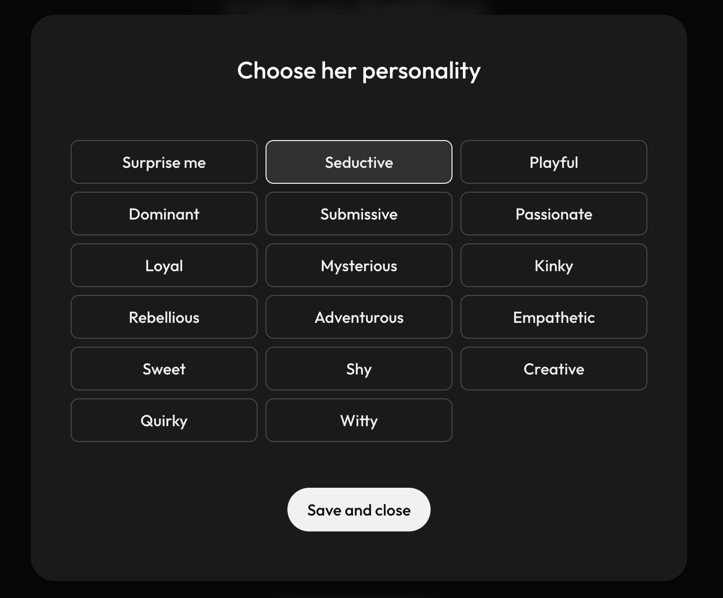 Joi AI personality customization
