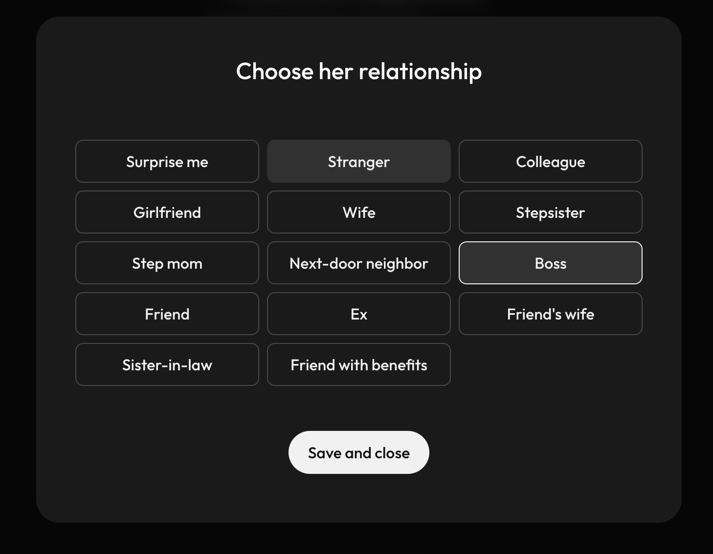 Joi AI relationship customization