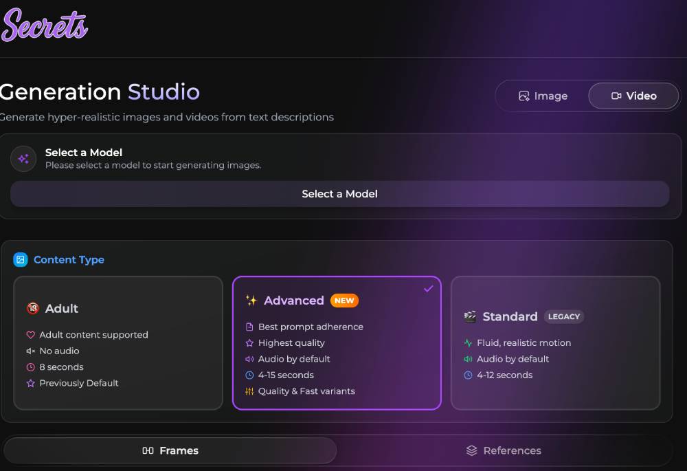 secrets.ai video generation