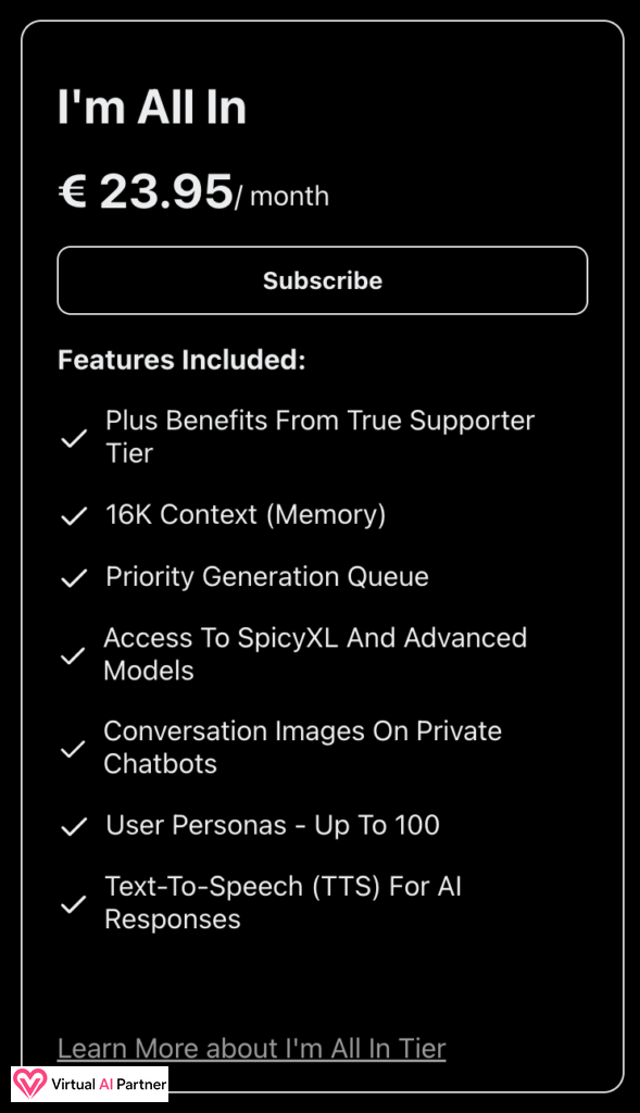 Funciones incluidas en los planes premium de SpicyChat