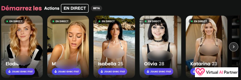 Ejemplos de personajes realistas disponibles en Candy AI