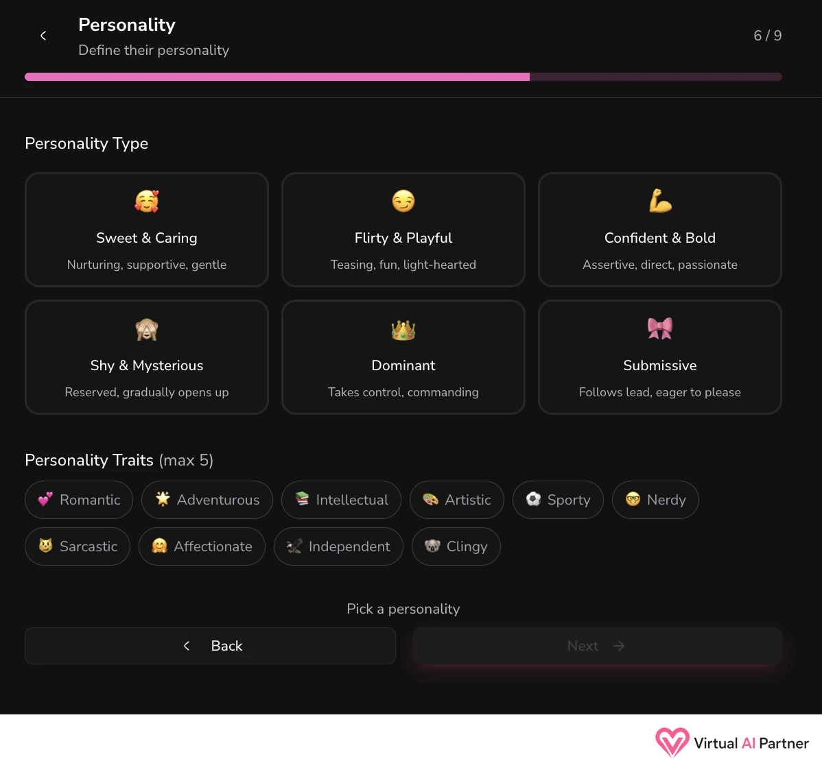 Types de personnalité et traits optionnels du créateur Dondi AI