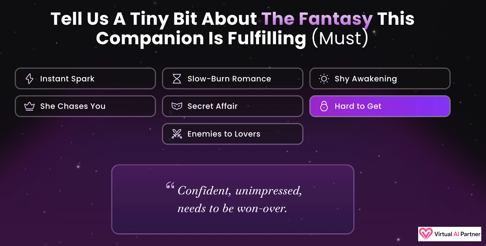 Fantasy and roleplay dynamic choices in the Dreamz.ai creator