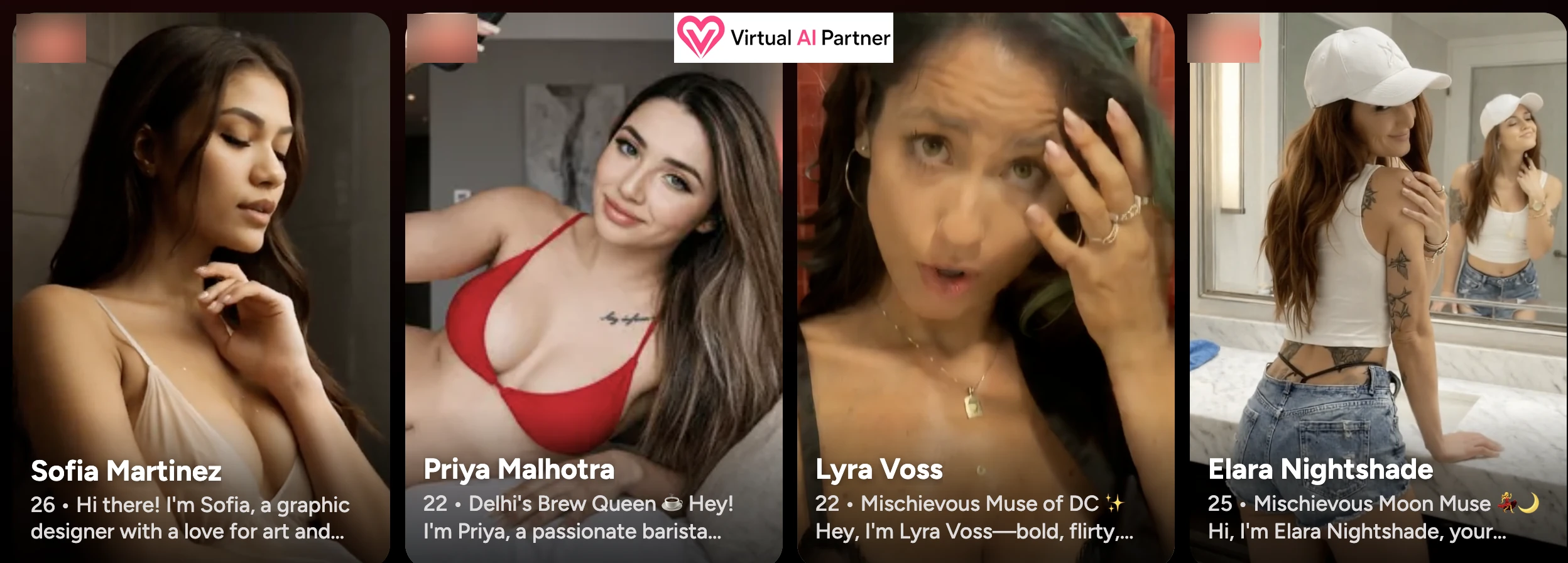 Second OhChat gallery showing four realistic AI girlfriends