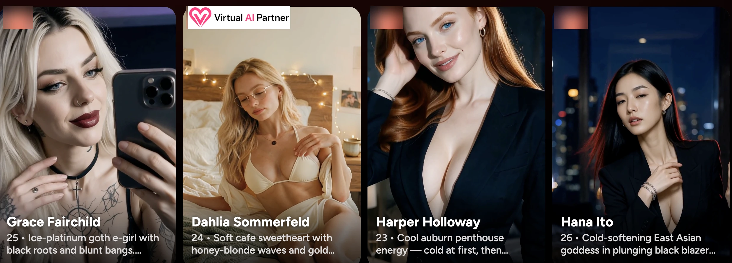 Third OhChat gallery with several realistic AI girlfriend styles