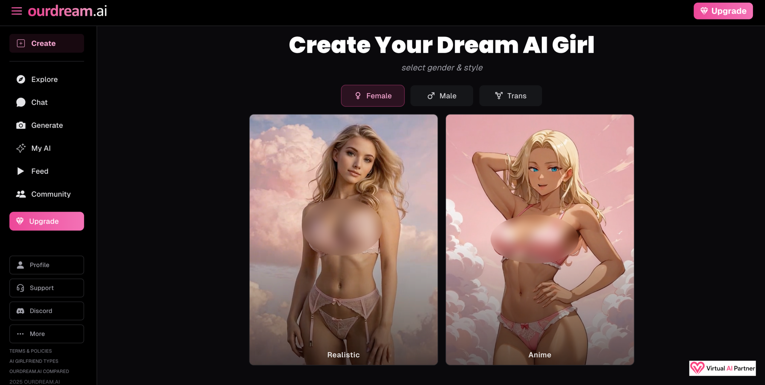 Creación de una novia IA personalizada en OurDream