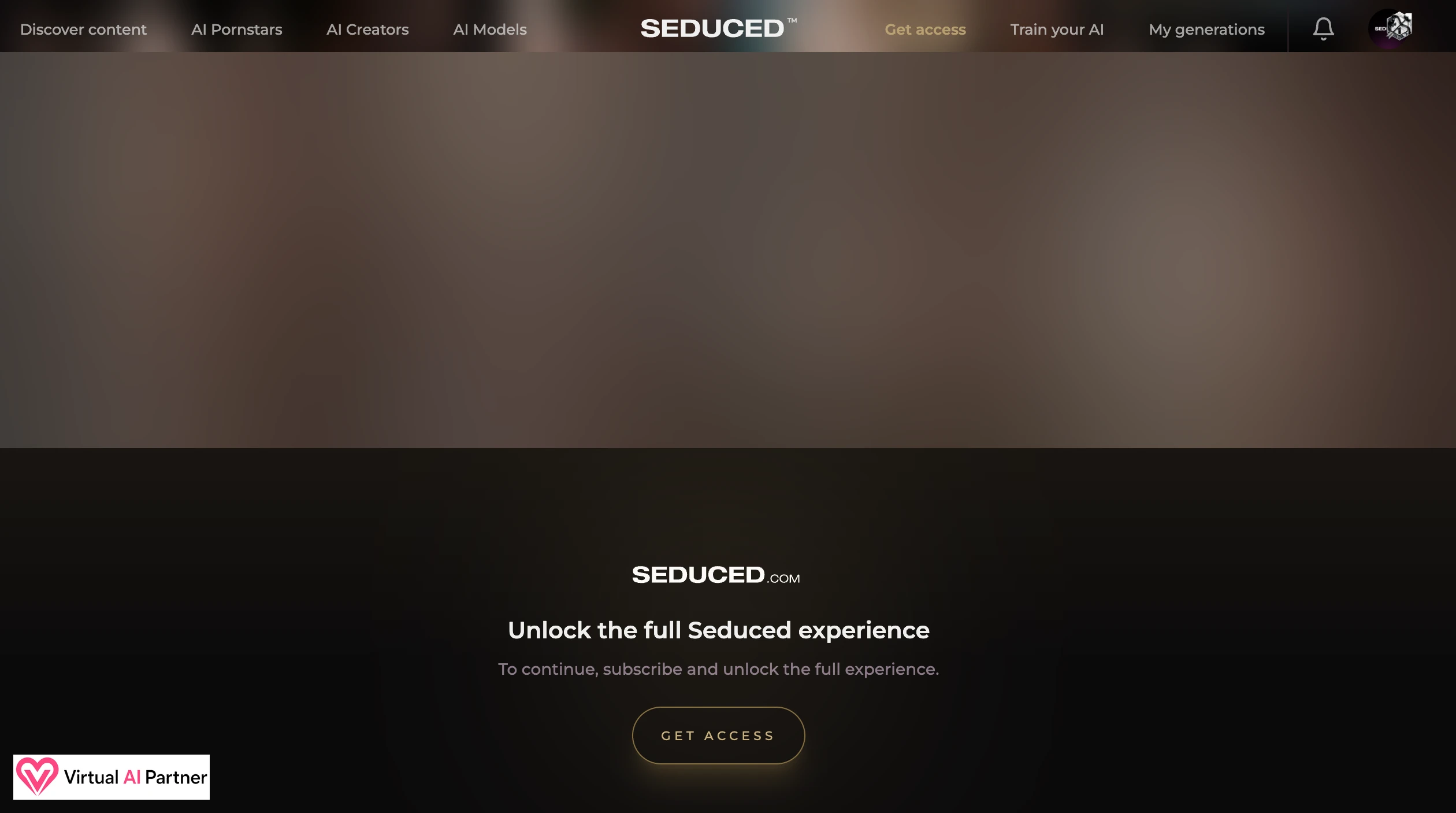 Seduced subscription prompt after limited free browsing, with the explicit gallery blurred