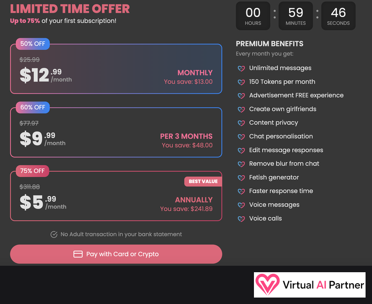 DreamGF.ai promotional pricing